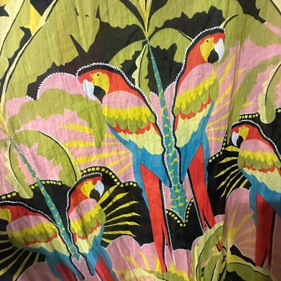 Rare Boden Empire Maxi Kaftan Layering Dress 8P Paradise Parrot Semi-Sheer Boho - Picture 2 of 16